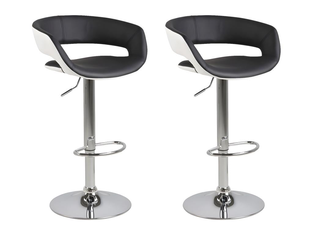 Homzora Black and White Faux Leather Bar Stool with Adjustable Height