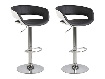Homzora Black and White Faux Leather Bar Stool with Adjustable Height