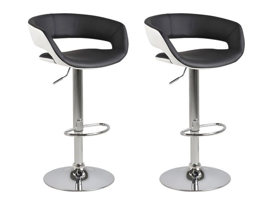 Homzora Black and White Faux Leather Bar Stool with Adjustable Height