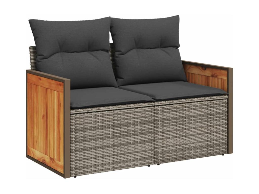 6-piece garden furniture set with grey resin wicker cushions