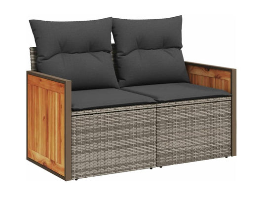 6-piece garden furniture set with grey resin wicker cushions