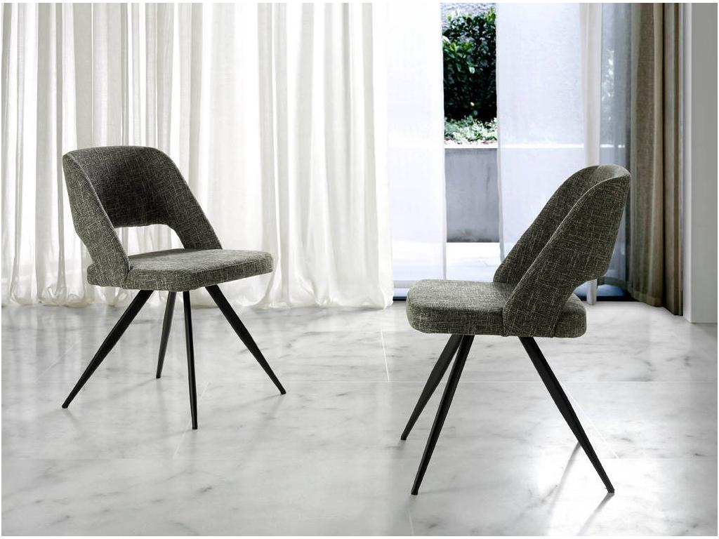Homzora fabric chair with black steel legs - set of 2 - Homzora color 67