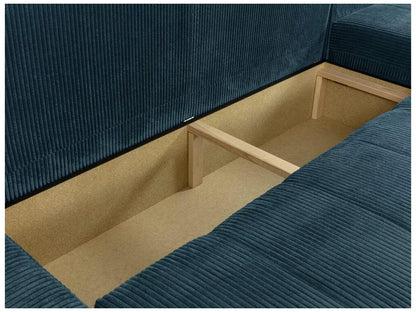 Homzora 112 Corner Sofa, Pink, with Sleeping Function and Bedding Box, 265x185x85cm