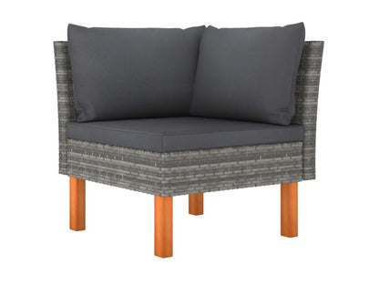 5-piece garden furniture set with cushions, woven resin, grey, 28