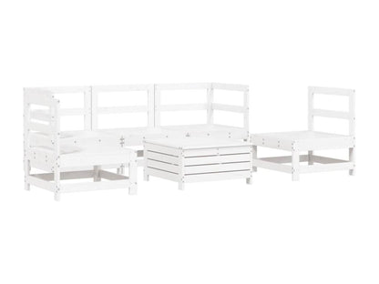6-piece garden furniture set, white, solid pine wood