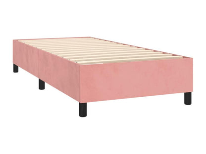 Upholstered bed base with mattress, pink, 100x200 cm, velvet