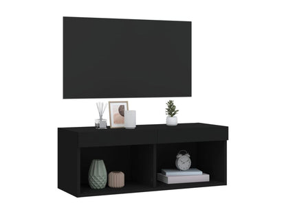 TV stand with Doucezenères LED lights, black, 80x30x30 cm