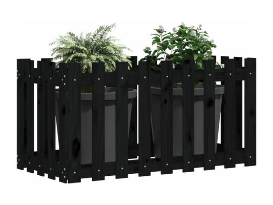 Raised garden bed with fence design, 100x50x50cm, solid pine