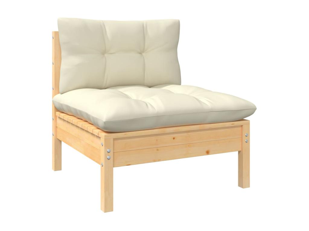 10-piece garden furniture set with cream cushions, solid pine wood