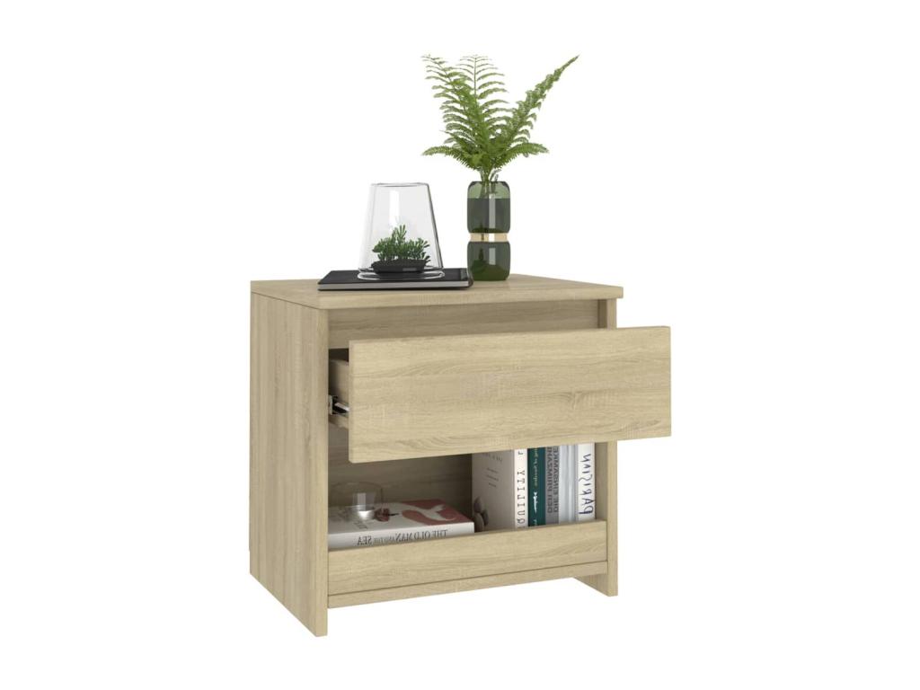 Homzora 2-Piece Oak Bedside Tables, 40x30x39 cm, Chipboard