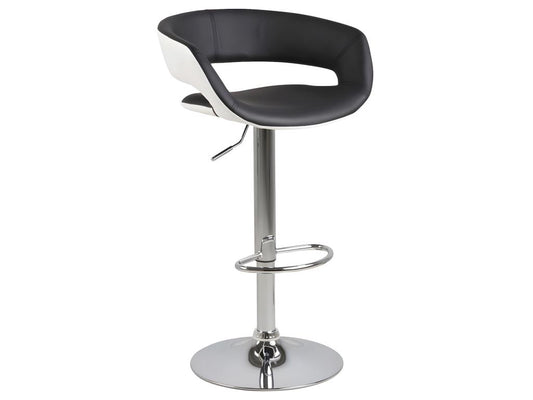 Homzora Black and White Faux Leather Bar Stool with Adjustable Height