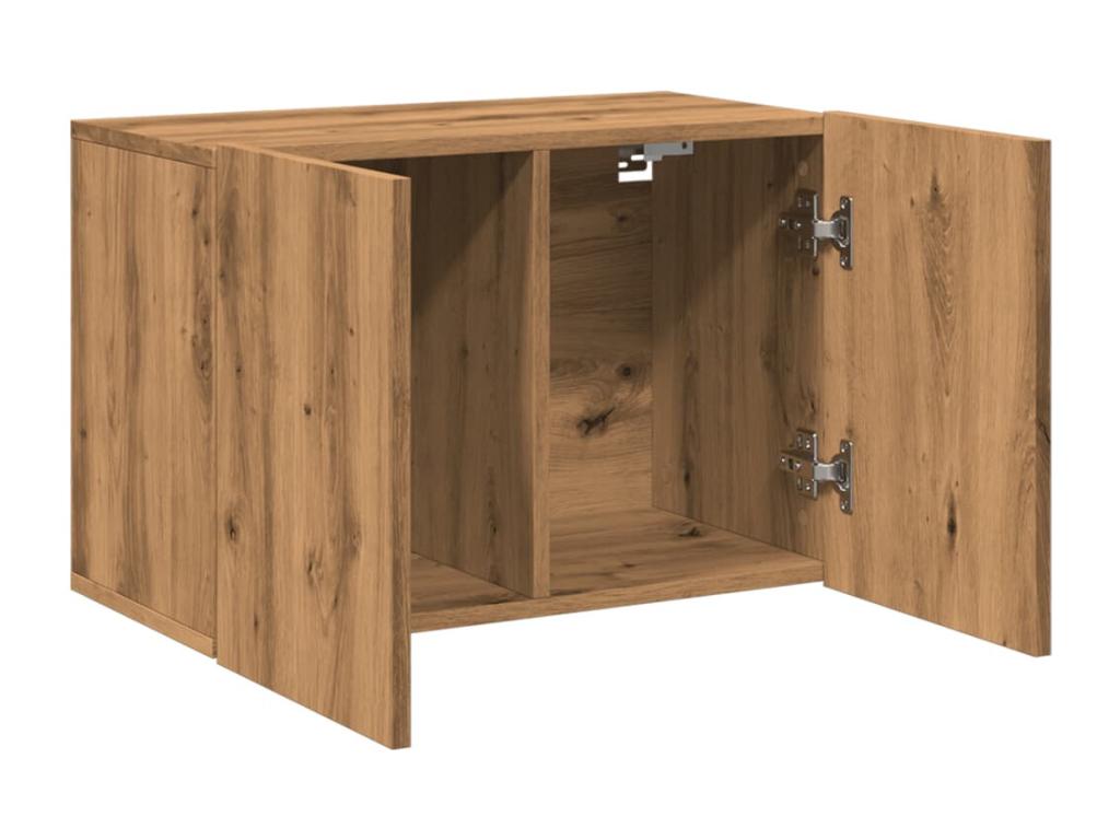 Handcrafted oak wall-mounted TV unit, 60x30x41 cm