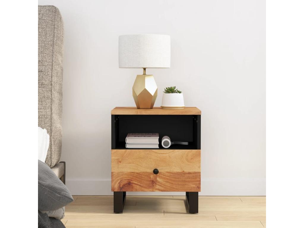 Homzora solid and engineered wood bedside table