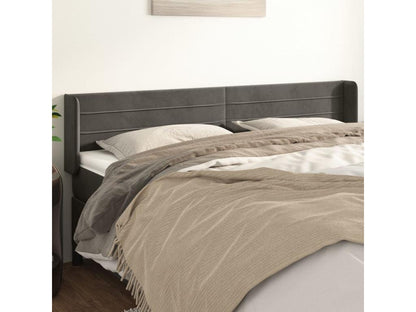 Headboard with wings, Dark Grey, 203x16x78/88 cm, Velvet