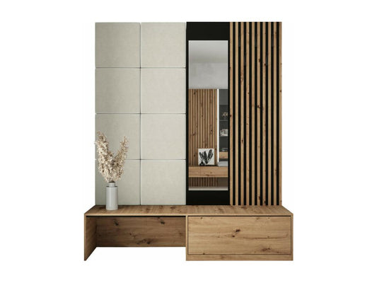 Homzora 322 Hallway Unit 205x172x42cm Mirror Oak Homzora - Black Freestanding