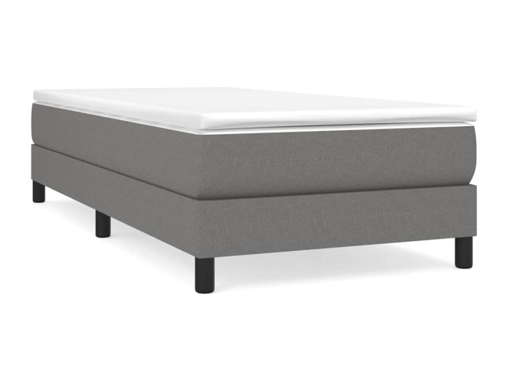 Upholstered bed base with mattress, dark grey, 80x200 cm, fabric