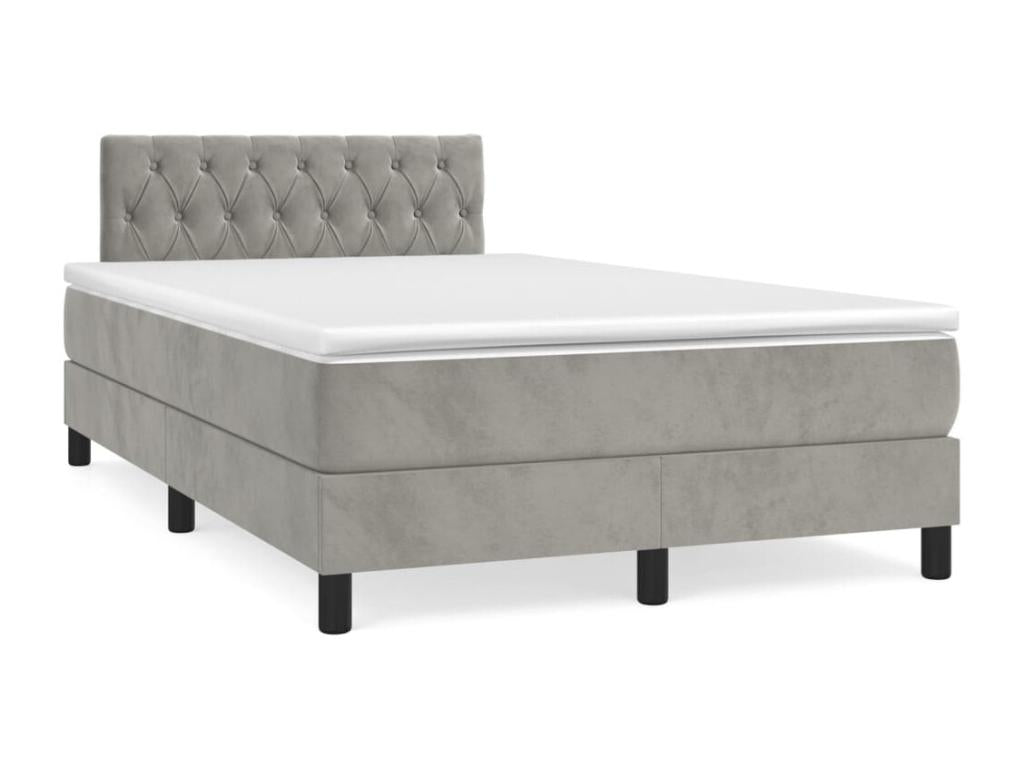 Doucezen bed base and mattress, light grey, 120x200 cm, velvet