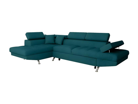 Homzora 5-Seater Left-Hand Corner Sofa Bed with Storage in Fabric - Blue - W271 x D192 x H70cm - Homzora