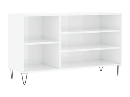 High-gloss white shoe cabinet, 102x36x60 cm, engineered wood