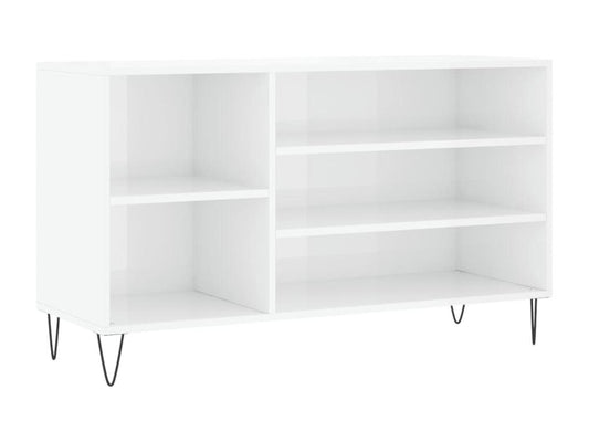 High-gloss white shoe cabinet, 102x36x60 cm, engineered wood