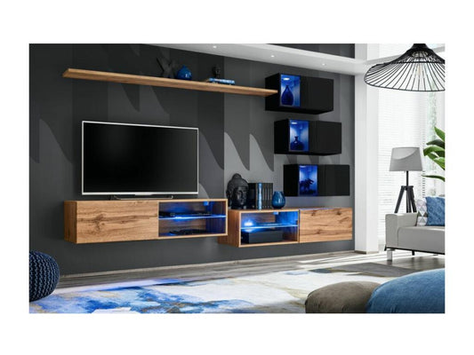 Switch XXIV wall-mounted TV unit - W 260 x D 40 x H 170 cm - Brown and black
