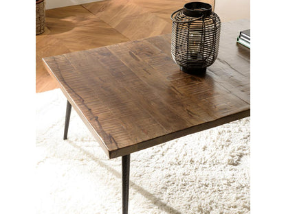 Homzora - Rectangular coffee table - 135x70cm recycled wood, metal legs