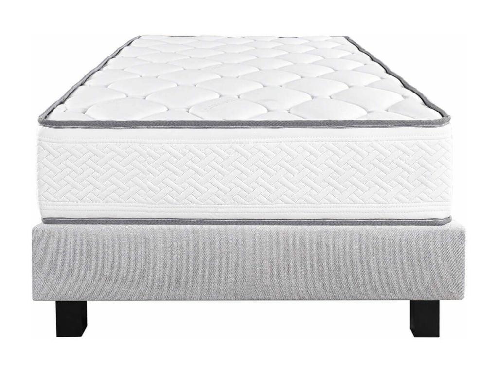 Homzora - 20cm Thick Foam Mattress Set with Upholstered Bed Base, Grey, 90x190 cm