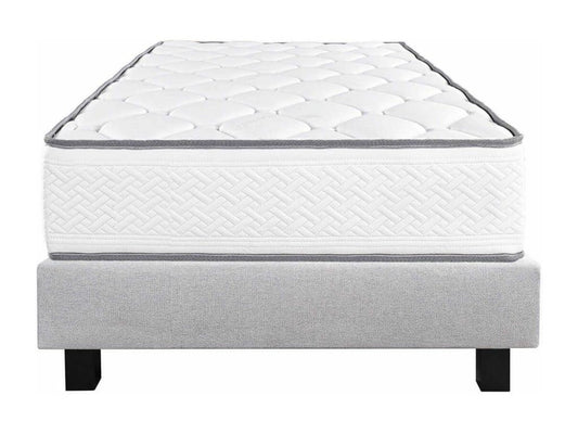 Homzora - 20cm Thick Foam Mattress Set with Upholstered Bed Base, Grey, 90x190 cm