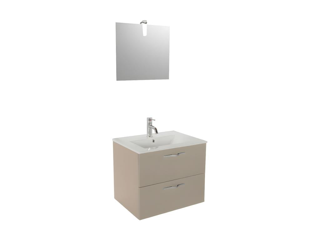 Doucezen wall-hung bathroom vanity unit with 2 drawers, 60 cm, and column mirror - Doucezen
