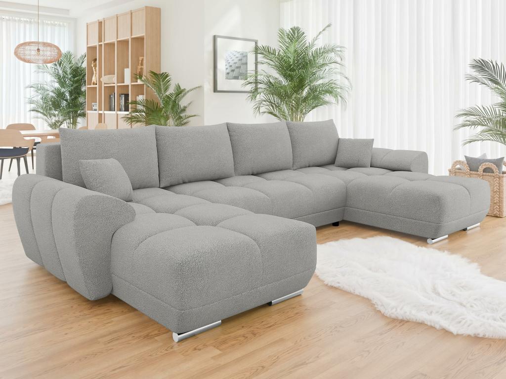Homzora 101 Grey Corner Sofa with Sleeping Function and Bed Box, 362x183x85cm