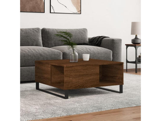 Brown oak coffee table 80x80x36.5 engineered wood