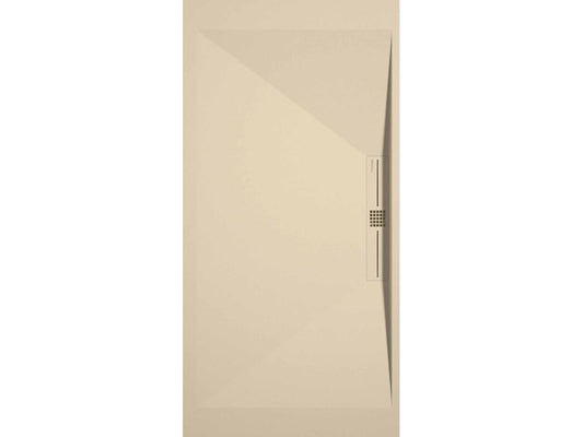 Homzora SIDE Cream Smooth Finish Shower Tray with Colored Grid - 100x80 cm