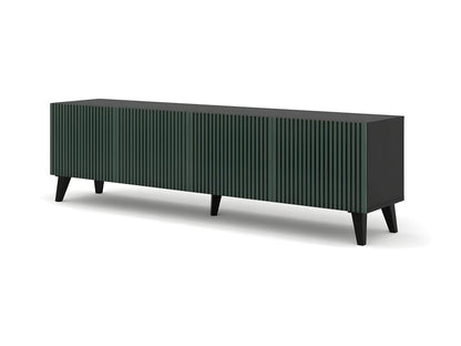 TV stand/Hi-Fi cabinet on legs, Black/Dark Green, 200x42x56cm, RAVI F PEINT, Black legs