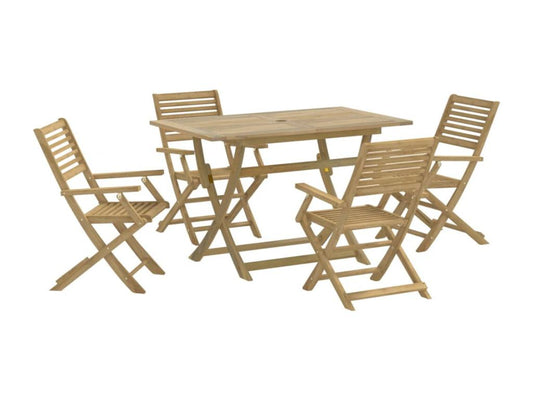 5-piece garden dining set, solid Doucezen wood