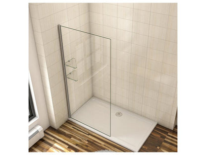 Walk-in shower enclosure 80x190cm in 8mm anti-limescale glass with 2 tempered glass shelves