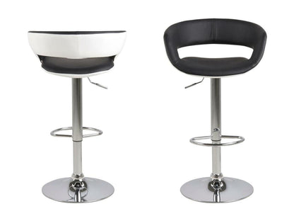 Homzora Black and White Faux Leather Bar Stool with Adjustable Height
