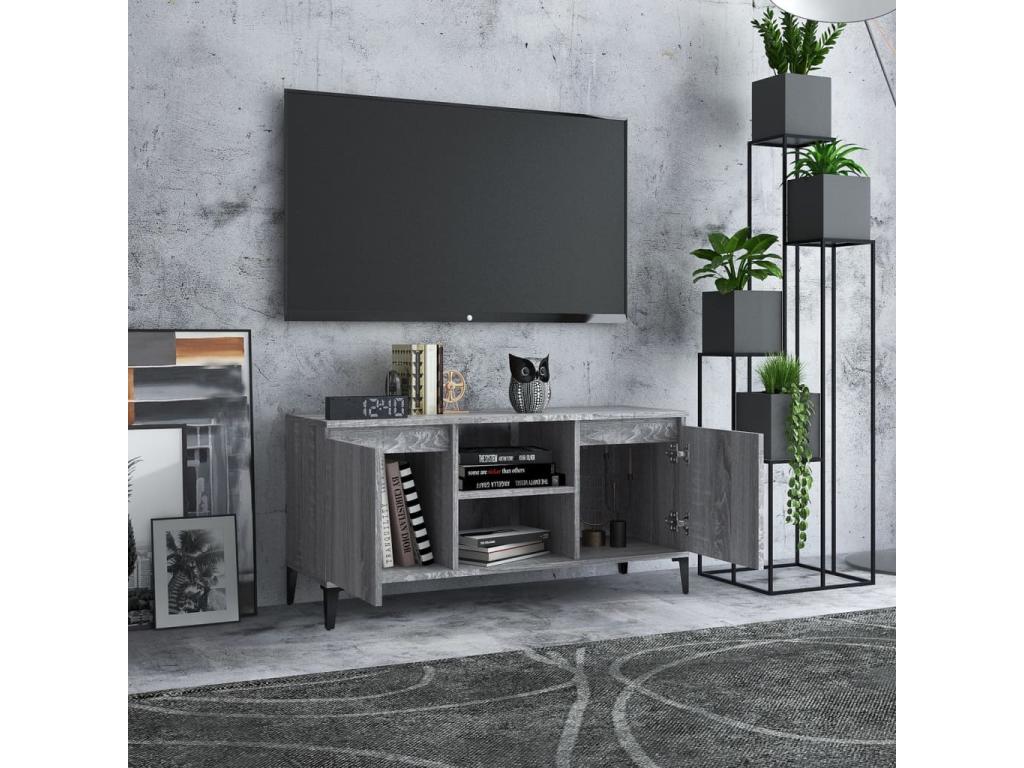Homzora TV stand with metal legs, grey, 103.5x35x50 cm