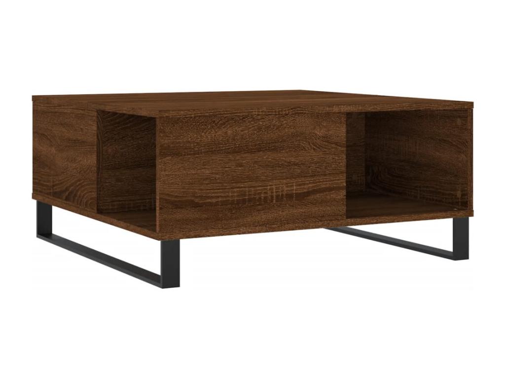 Brown oak coffee table 80x80x36.5 engineered wood