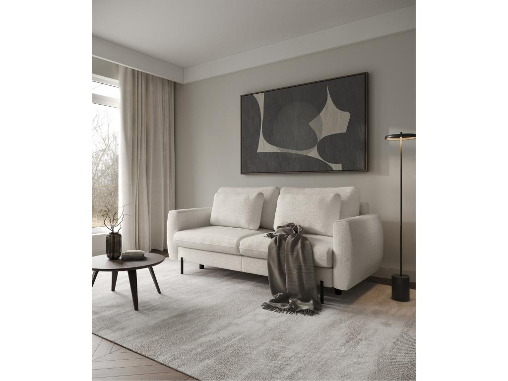 3-seater convertible sofa - in cream bouclé fabric - Homzora