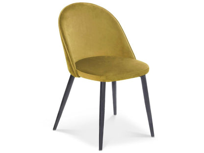 Set of 2 Homzora chairs in yellow velvet with black legs