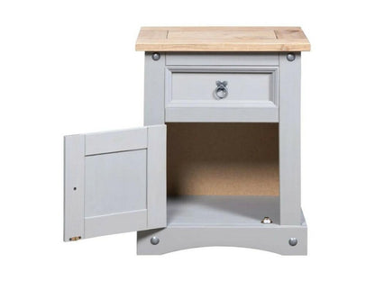 Doucezen dark and grey solid pine bedside table
