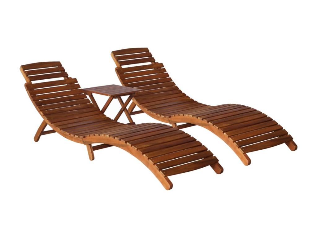 Brown wooden sun lounger/deckchair 184x55x64 cm 02 0012693