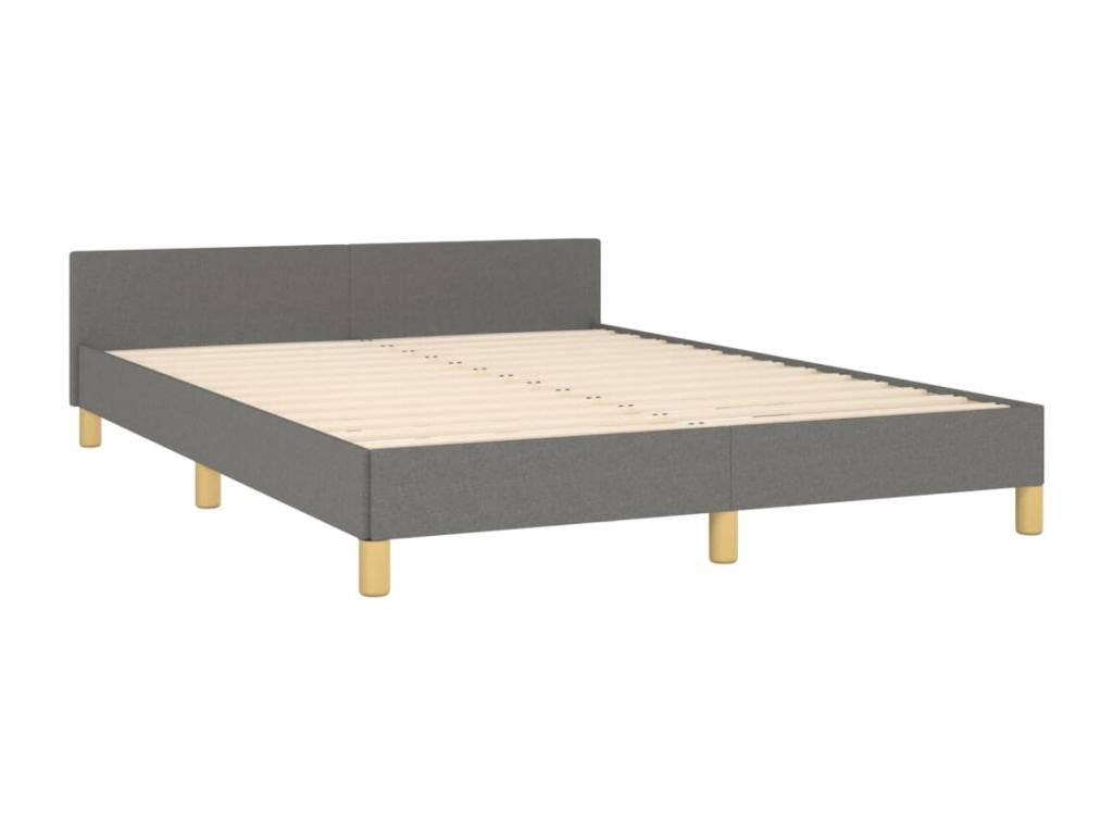 Bed frame with headboard, dark grey, 140x200 cm, fabric
