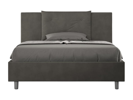Homzora 140x200 Grey Microfiber Upholstered Double Bed