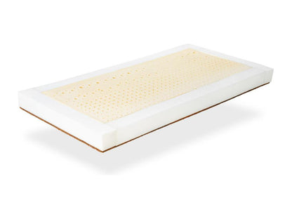 Latex mattress 67x137 cm, 11 cm thick, natural latex and coconut fiber, removable cover. Organic fabric