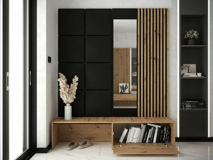 Homzora 322 Hallway Unit 205x172x42cm Mirror Oak Homzora - Black Freestanding