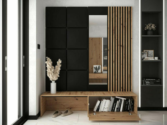 Homzora 322 Hallway Unit 205x172x42cm Mirror Oak Homzora - Black Freestanding