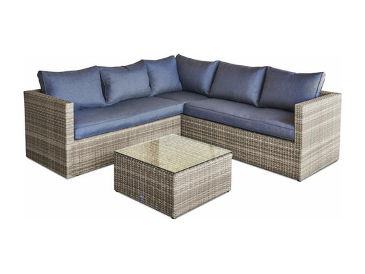 Homzora 5-seater corner garden lounge set in woven resin