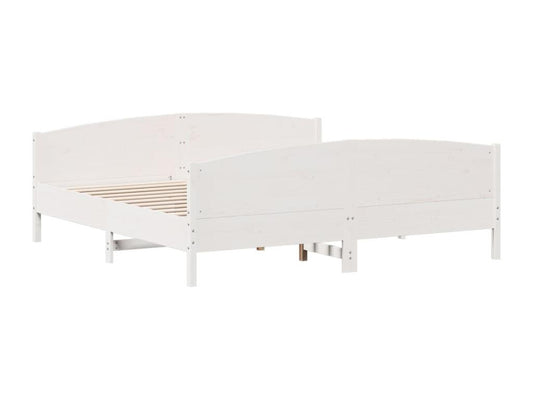 White bed frame and headboard 180x200 cm solid pine wood