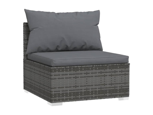 6-piece garden furniture set with cushions, grey woven resin